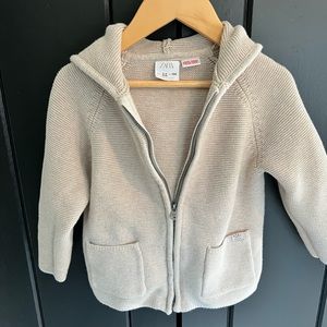 Boys cotton knit hooded zip sweater -zara 3-4yr